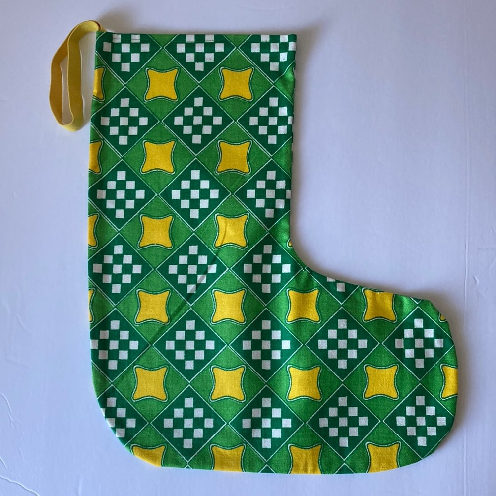 Refinery handmade holiday Christmas stocking in vintage print NWOT